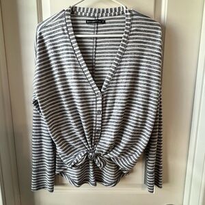 Oversized Striped Blue and White Button-Up